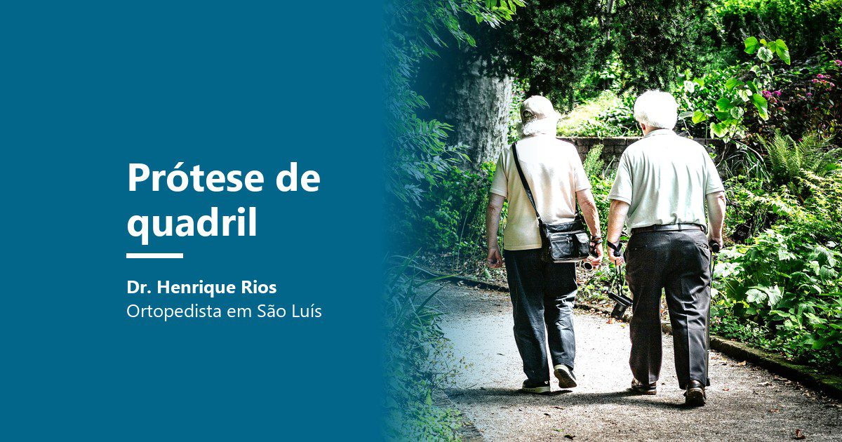 Prótese de quadril: casal caminhando em um parque