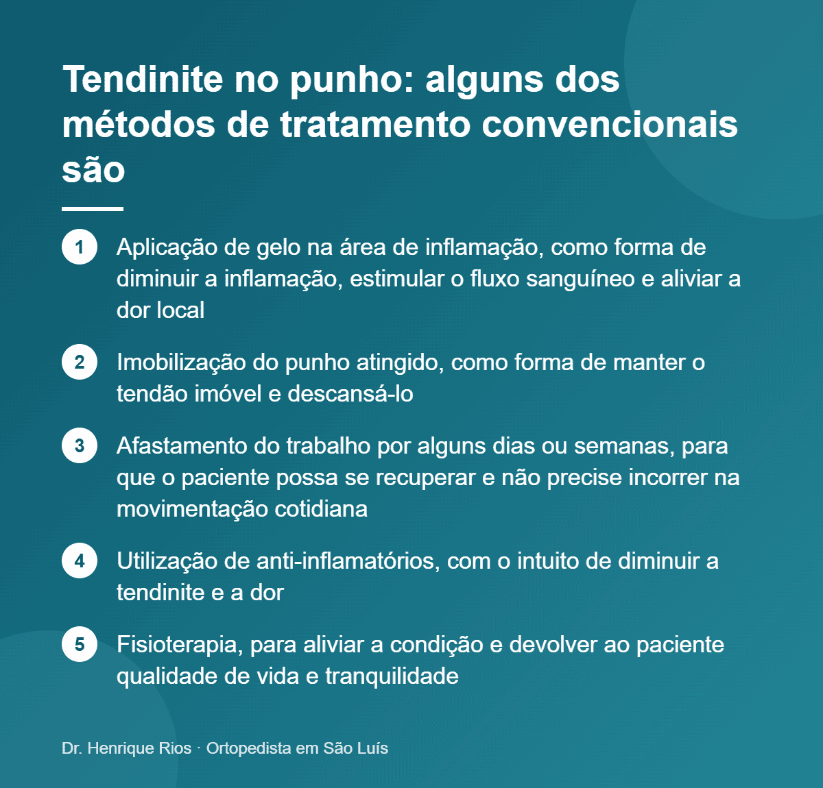 Tendinite no punho: alguns dos métodos de tratamento convencionais são, Dr. Henrique Rios
